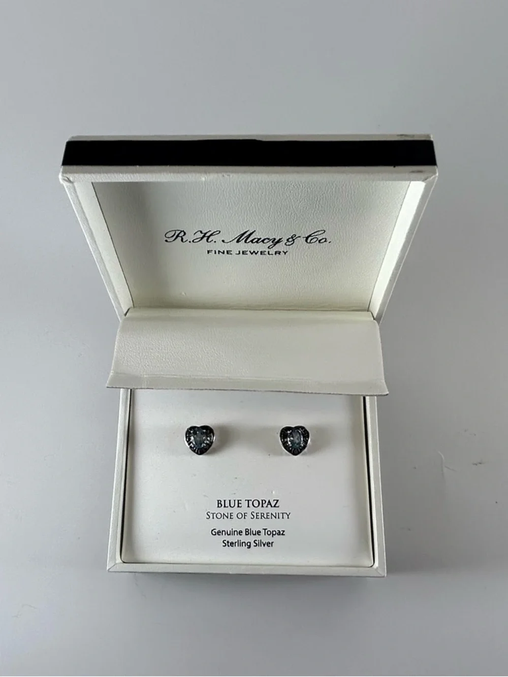 R. H. Macy’s Sterling Silver Blue Topaz Heart Stud Earrings